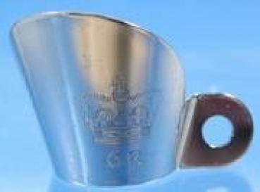 Feuerschirm f. Steinschlossmuskete, Stahl, engl.,graviert mit GR und Krone