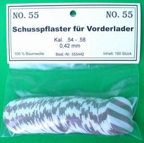 No. 55  Schusspflaster  Kal.  .36  - .41  Stärke 0,42 mm  D:22mm