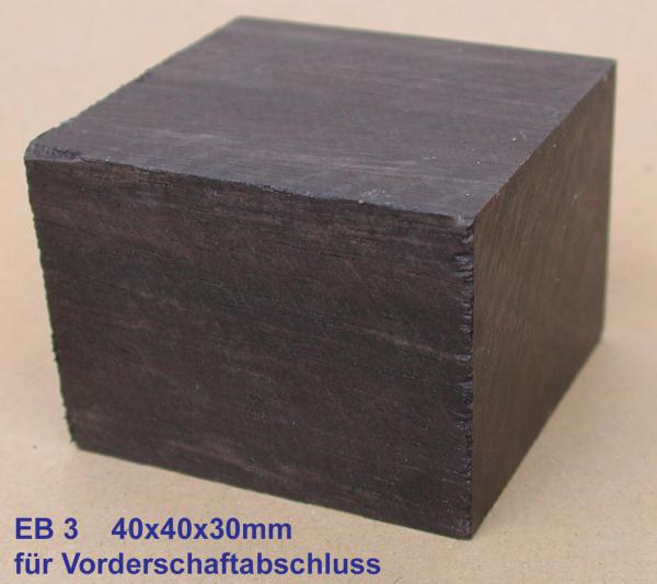 Ebenholz für einen Vollschaftabschluß 40mm x40mm x 30mm